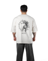 Horse Graphic Vintage Extra Big T-Shirt - Ivory