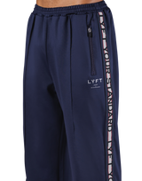 로고 라인 와이드 트랙 팬츠 - 네이비