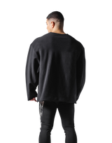 Knit Like Loose Sweat Shirt - Black