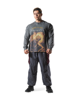 Herculean Graphic Vintage Long Sleeve Big T-Shirt - D.Grey