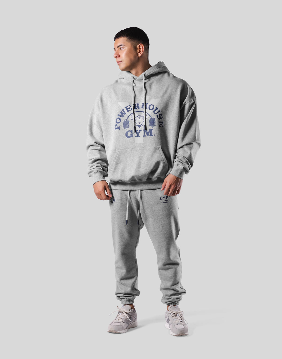 LÝFT × Power House Gym Oversize Sweat Hoodie - Grey