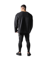 Knit Like Loose Sweat Shirt - Black