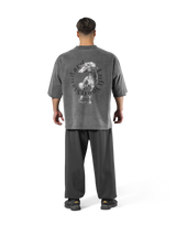 Horse Graphic Vintage Extra Big T-Shirt - D.Grey
