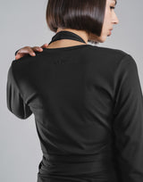 Comfortable Slim Wrap Top - Black