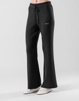Rib Knit Flare Pants - Black