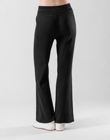 Rib Knit Flare Pants - Black