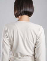 Comfortable Slim Wrap Top - Ivory