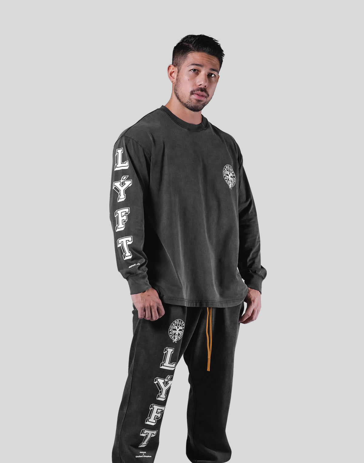 College Logo Vintage Long T-Shirt - Black