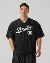 Script Logo Mesh Baseball Shirt - Black
