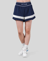 Waist Rib Flare Shorts - Navy
