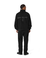 Stand Collar Zip-Up Oversize Sweat Jacket - Black