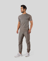 Slim Fit Mesh Sleeve T-Shirt - Beige