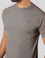 Slim Fit Mesh Sleeve T-Shirt - Beige