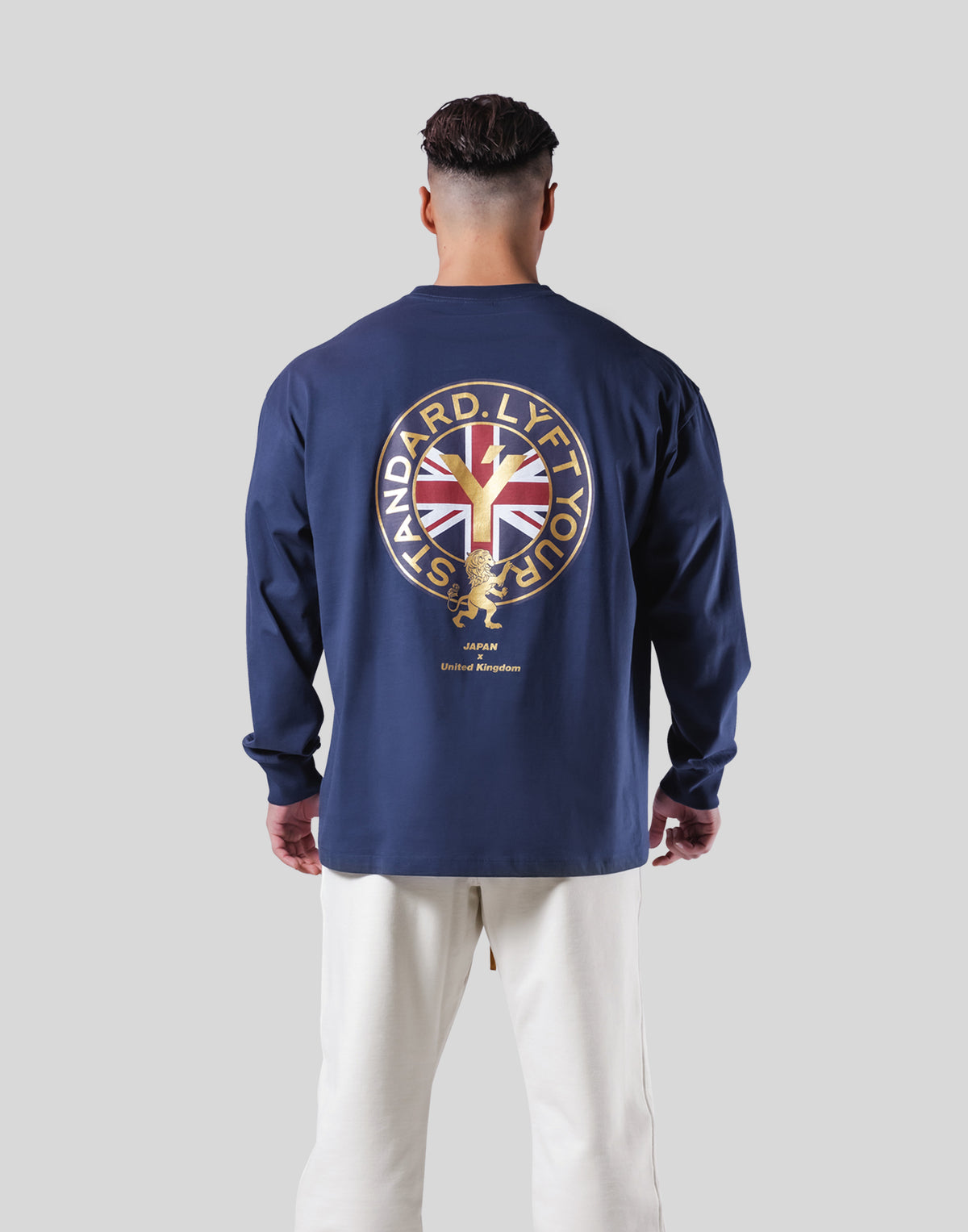 Back Emblem Long T-Shirt - Navy