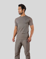 Slim Fit Mesh Sleeve T-Shirt - Beige