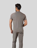 Slim Fit Mesh Sleeve T-Shirt - Beige