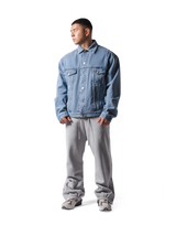 Back Emblem Denim Jacket - Blue