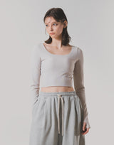 Square Neck Thumbhole Top - Beige