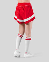 Waist Rib Flare Shorts - Red