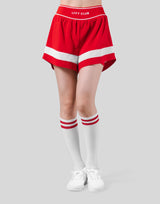 Waist Rib Flare Shorts - Red