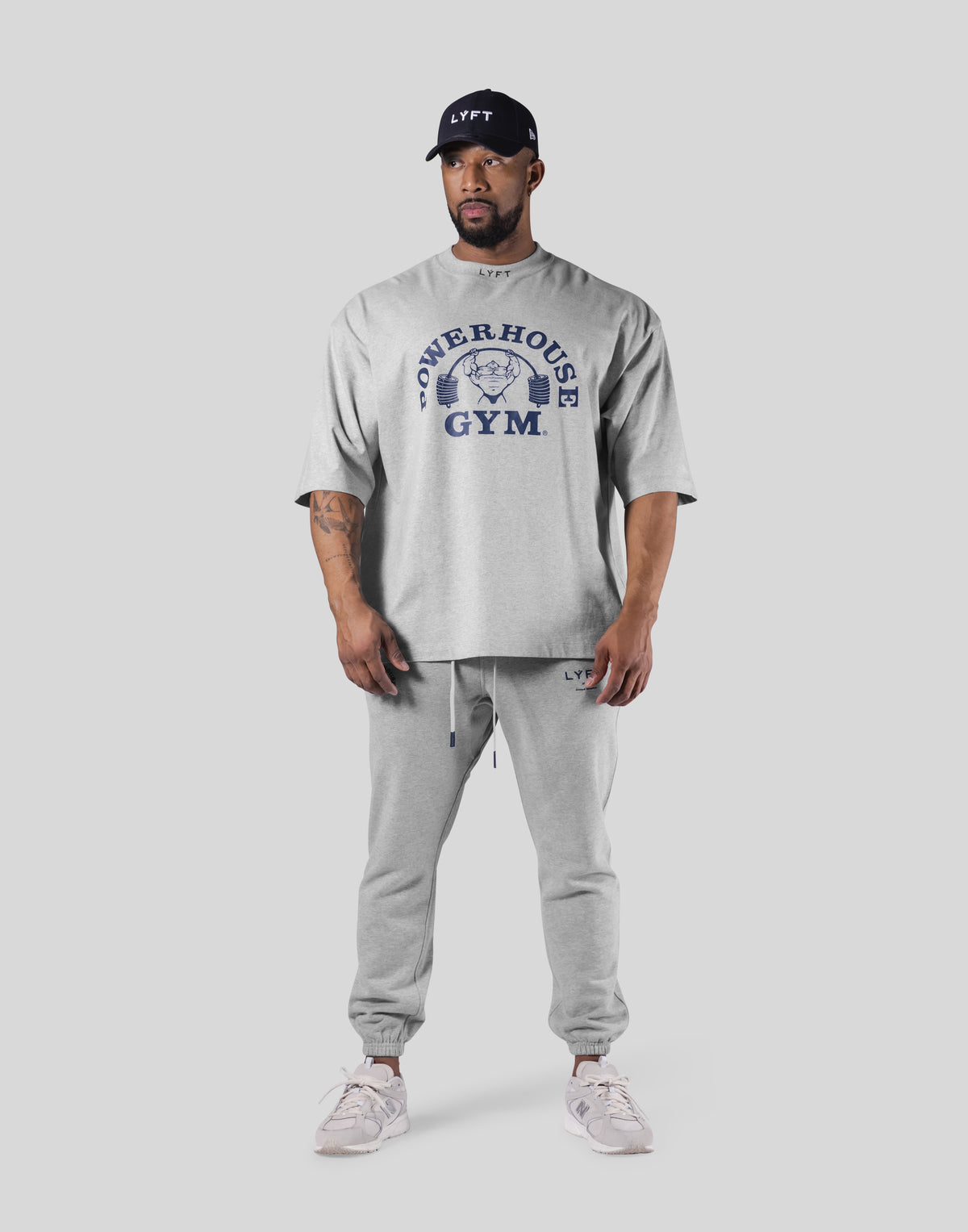 LÝFT × Power House Gym Extra Big T-Shirt - Grey
