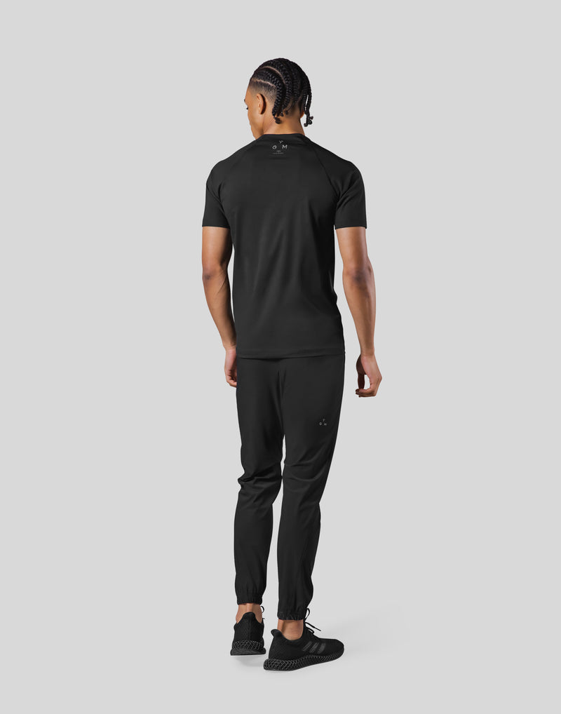 Slim Fit Mesh Sleeve T-Shirt - Black