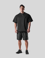 Back Emblem Cut-Off Big T-Shirt - Black