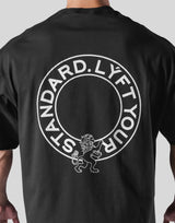 Back Emblem Cut-Off Big T-Shirt - Black