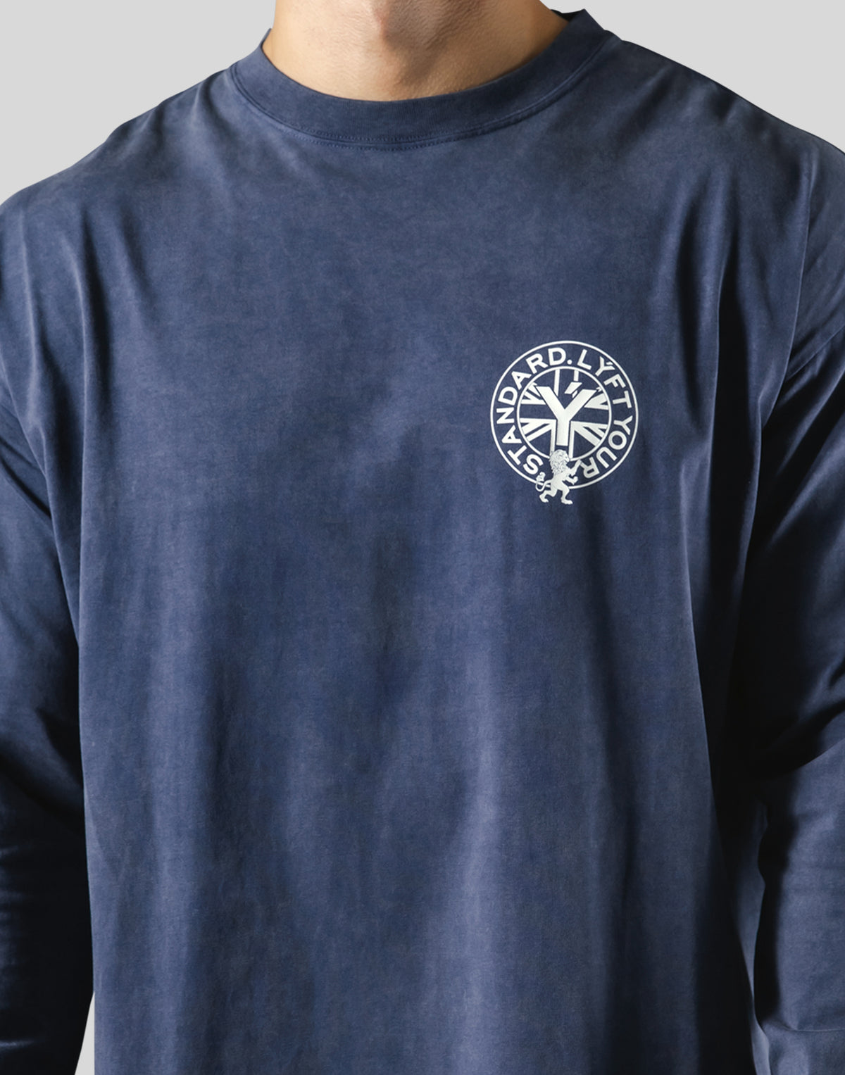 College Logo Vintage Long T-Shirt - Navy