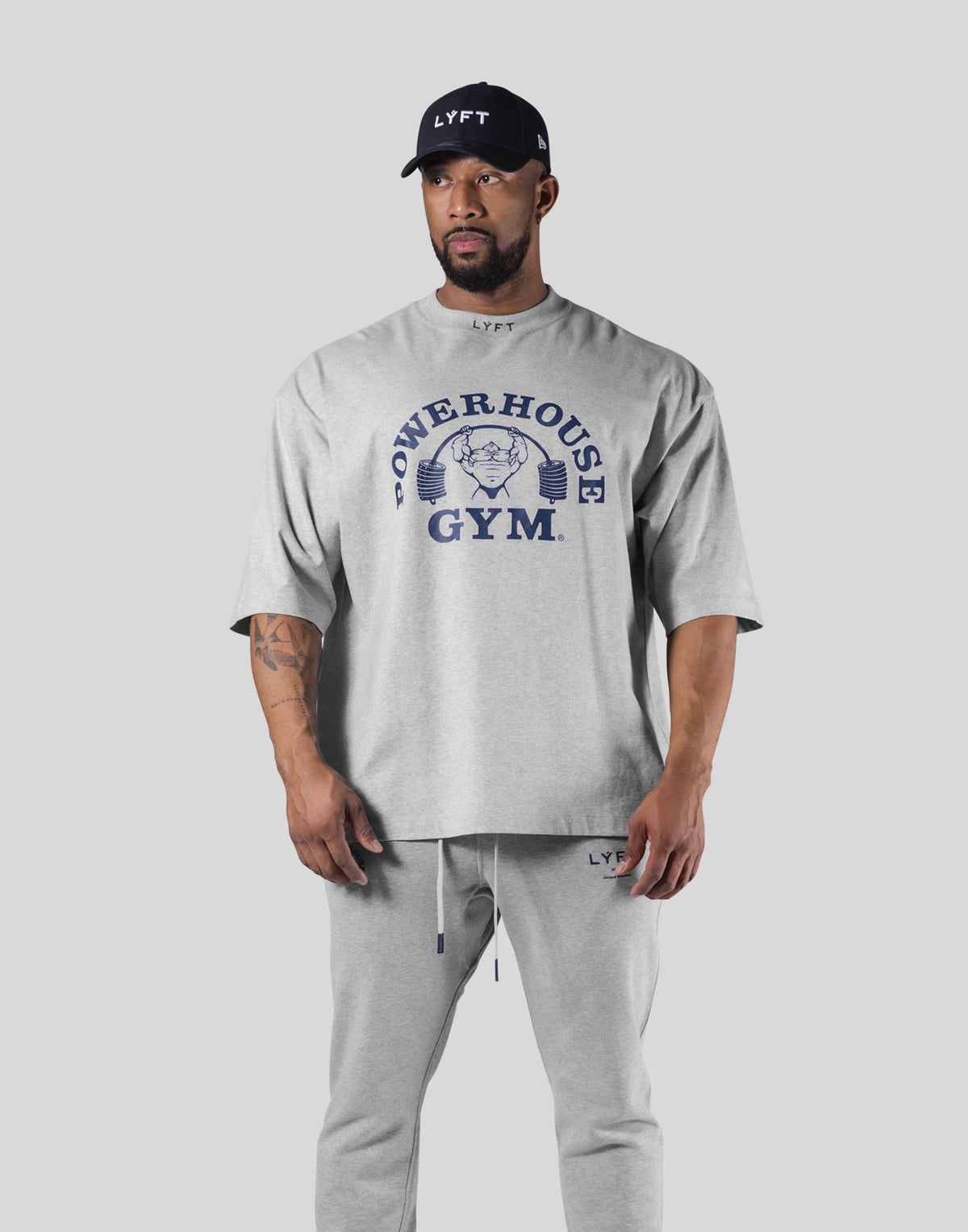 LÝFT × Power House Gym Extra Big T-Shirt - Grey