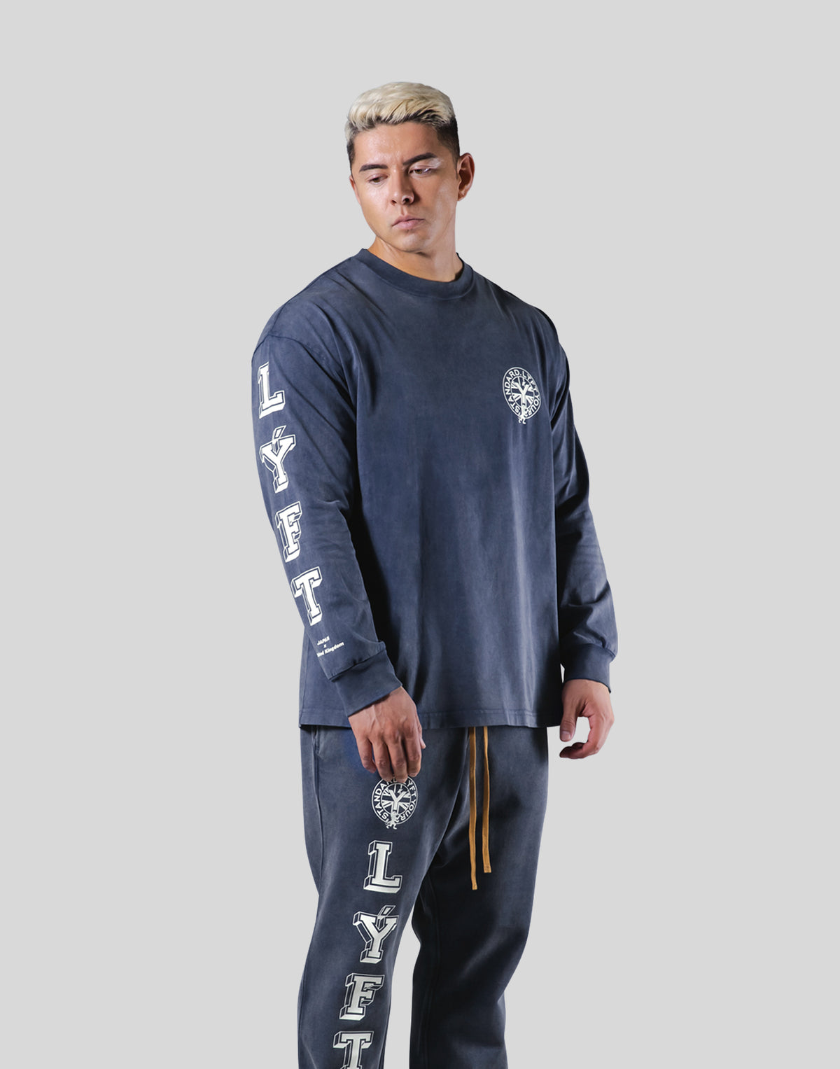 College Logo Vintage Long T-Shirt - Navy