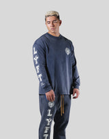 College Logo Vintage Long T-Shirt - Navy