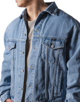 Back Emblem Denim Jacket - Blue