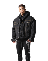 Back Emblem Denim Jacket - Black