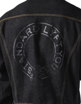 Back Emblem Denim Jacket - Black