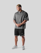 Back Emblem Cut-Off Big T-Shirt - D.Grey