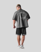 Back Emblem Cut-Off Big T-Shirt - D.Grey