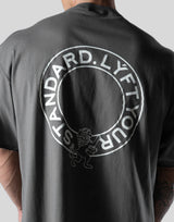 Back Emblem Cut-Off Big T-Shirt - D.Grey