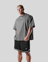 Back Emblem Cut-Off Big T-Shirt - D.Grey