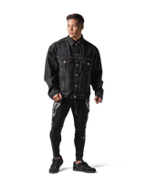 Back Emblem Denim Jacket - Black