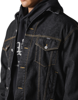 Back Emblem Denim Jacket - Black