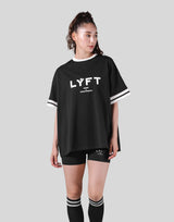 Piping Over Size T-shirt - Black