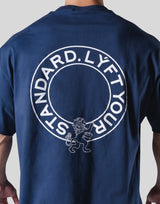 Back Emblem Cut-Off Big T-Shirt - Navy