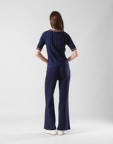 Tricolor Knit T-Shirt - Navy