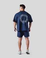 Back Emblem Cut-Off Big T-Shirt - Navy