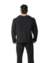 Thermal Loose Wappen Long T-Shirt - Black