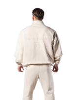 Stand Collar Zip-Up Oversize Sweat Jacket - Ivory