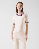 Tricolor Knit T-Shirt - Ivory