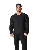 Thermal Loose Wappen Long T-Shirt - Black