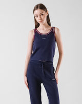 Tricolor Knit No Sleeve - Navy